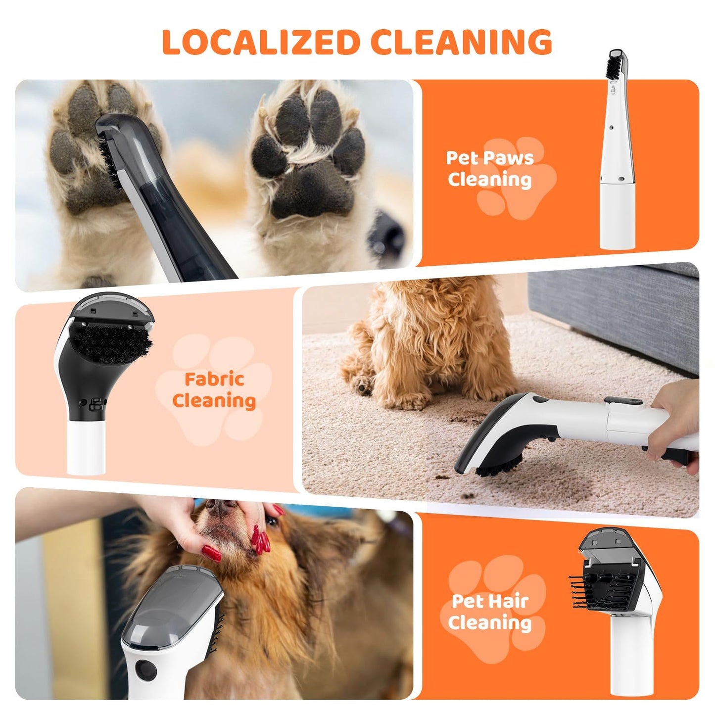 Dog Grooming Set, Pet Vacuum, Pet Blower, Drying And Suction 2 In 1 With 8 Pet Grooming Tools