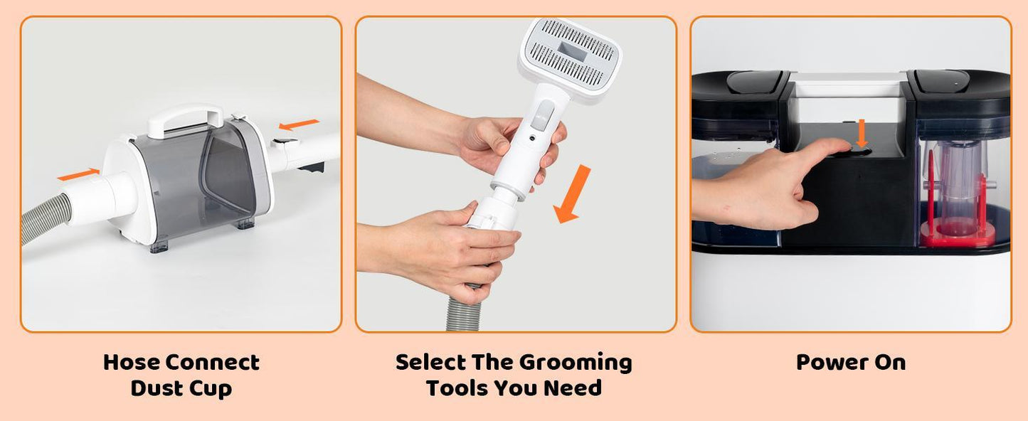 Dog Grooming Set, Pet Vacuum, Pet Blower, Drying And Suction 2 In 1 With 8 Pet Grooming Tools