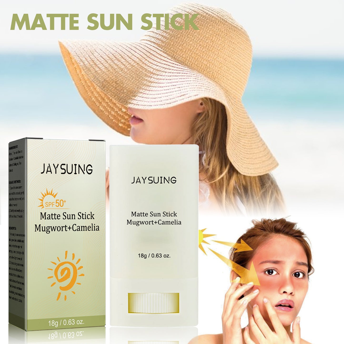 Jaysui Matte Protective Stick Protects UV Rays, Moisturizes, Repairs, Brightens Skin, Refreshing Skincare Cream For Summer