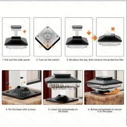 6 Pack Outdoor Solar Poat Cap Lights Cold White  IP65 Waterproof For 4x4 5x5 6x6 Wood Posts In Garden Decor  White